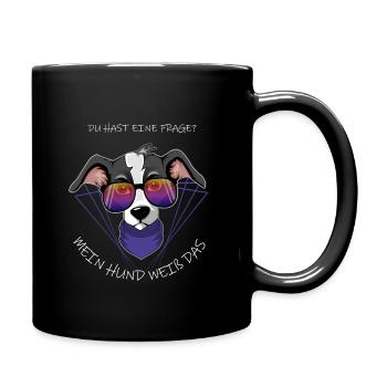 Hund mit Brille - Tasse einfarbig - Schwarz - Rechts
