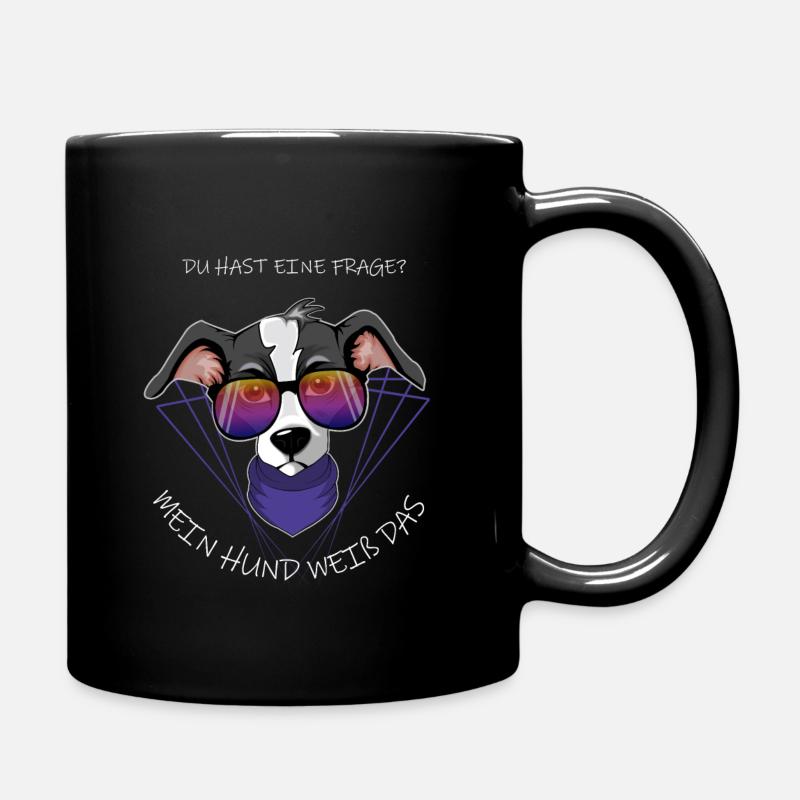 Hund mit Brille - Tasse einfarbig - Schwarz