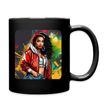 Cool Girl Graffiti Hip Hop Rap Skater 90s - Full Colour Mug - black - Right
