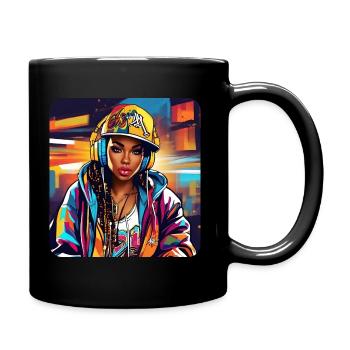 Cool Girl avec des écouteurs Graffiti Hip Hop Music - Mug uni - noir - Droite