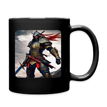 Stolzer Cyborg Samurai mit Tattoo Japan Asia Ninja - Tasse einfarbig - Schwarz - Rechts