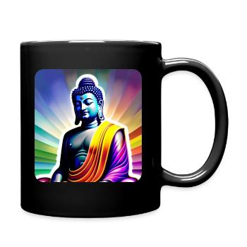 Buddha in Chakra Farben - Tasse einfarbig - Schwarz - Rechts