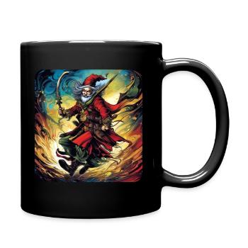 Verrückter Krieger mit Schwert - Tasse einfarbig - Schwarz - Rechts