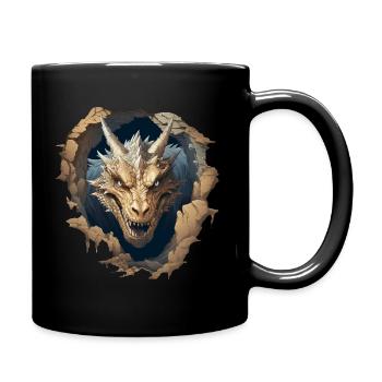 Cooler Drache - Tasse einfarbig - Schwarz - Rechts