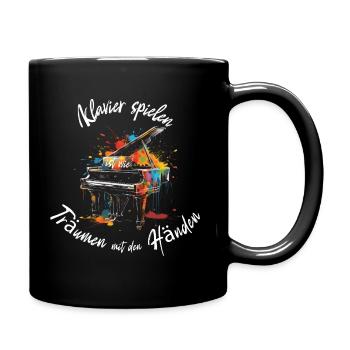 Klavier spielen ist wie Träumen mit den Händen - Tasse einfarbig - Schwarz - Rechts