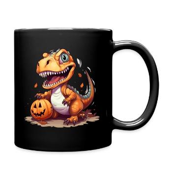 Halloween Dino with a Pumpkin - Full Colour Mug - black - Right