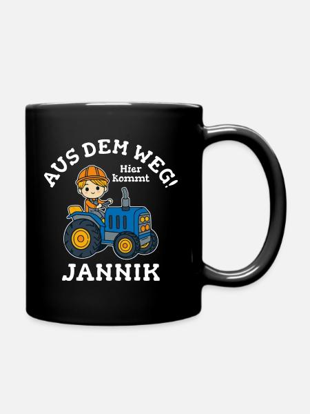 Jannik Vorname Traktor - Tasse einfarbig - Schwarz