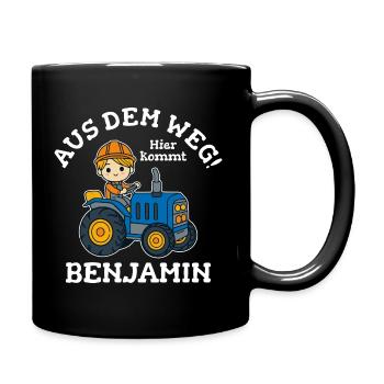 Benjamin Vorname Traktor - Tasse einfarbig - Schwarz - Rechts