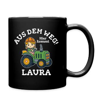 Laura Name Traktor - Tasse einfarbig - Schwarz - Rechts