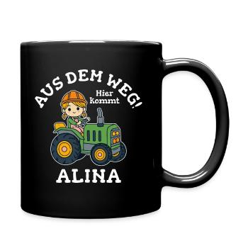 Alina Name Traktor - Tasse einfarbig - Schwarz - Rechts