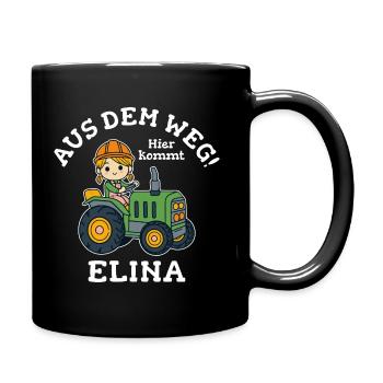Elina Name Traktor - Tasse einfarbig - Schwarz - Rechts