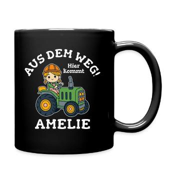 Amelie Name Traktor - Tasse einfarbig - Schwarz - Rechts