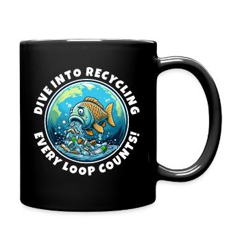 Eco Awareness Fish - Earth Day Special - Full Colour Mug - black - Right