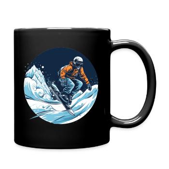 Snowboard ou ski puis après-ski - Mug uni - noir - Droite