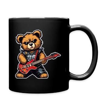 Ours en peluche heavy metal avec guitare électrique - Mug uni - noir - Droite