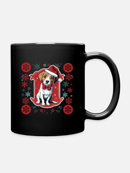 Christmas Beagle Art - Holiday Gifts - Full Colour Mug - black
