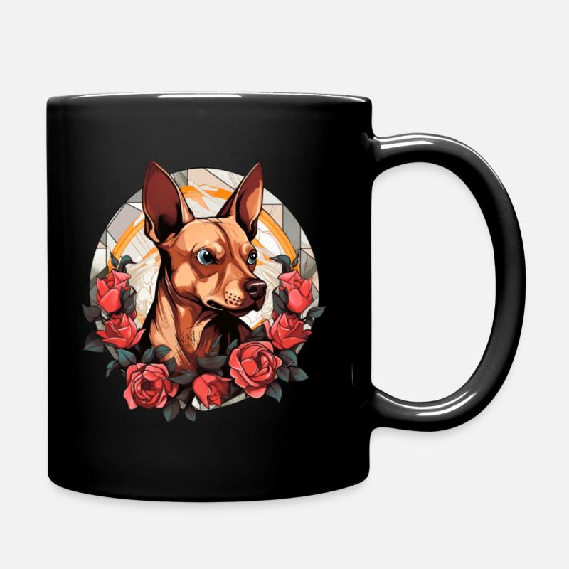 Petit chien avec des roses - Mug uni - noir