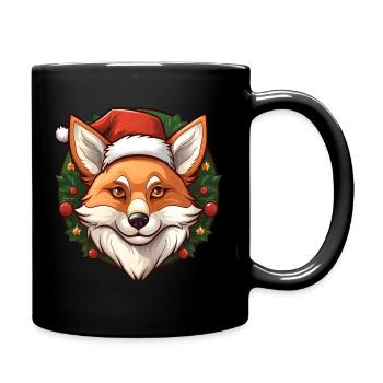 Fuchs Weihnachten - Tasse einfarbig - Schwarz - Rechts