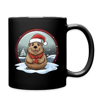 Noël castor - Mug uni - noir - Droite