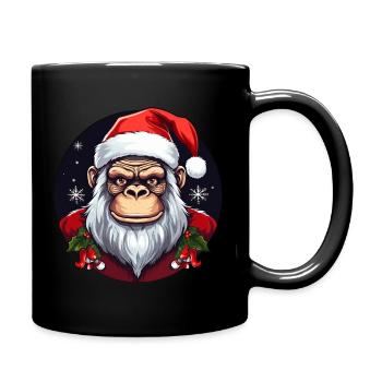 Affen Weihnachten - Tasse einfarbig - Schwarz - Rechts