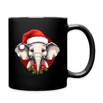 Elefant Weihnachten - Tasse einfarbig - Schwarz - Rechts