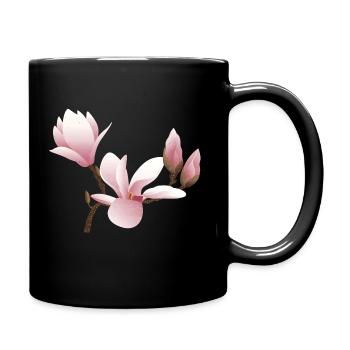 Magnolie 2 - Tasse einfarbig - Schwarz - Rechts