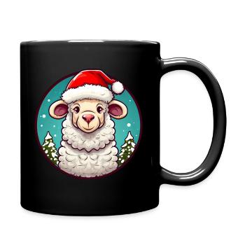 Schaf Weihnachten - Tasse einfarbig - Schwarz - Rechts