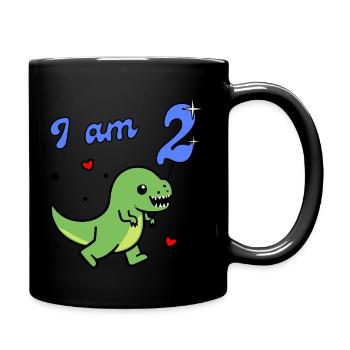 Dino, I am 2 - Full Colour Mug - black - Right