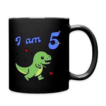Dino, I am 5 - Full Colour Mug - black - Right