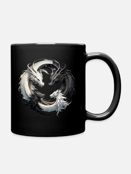 Ying Yang Drachen - Tasse einfarbig - Schwarz