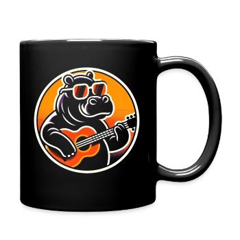 Guitare hippopotame pépinière - Mug uni - noir - Droite