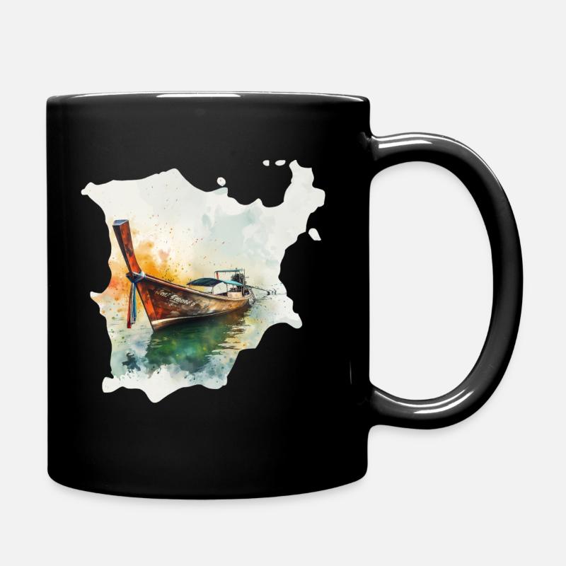 Watercolor Splash Longtail boat - Koh Samui - Tasse einfarbig - Schwarz