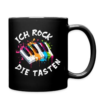 Musik Klavier "Ich rock die Tasten" Farbspritzer - Tasse einfarbig - Schwarz - Rechts
