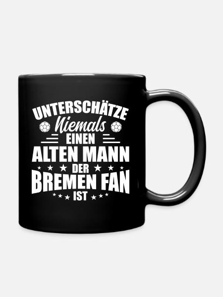 Alter Mann - Bremen Fan - Retro Vintage Fußball - Tasse einfarbig - Schwarz