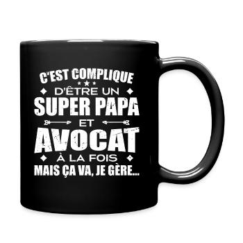 Super Papa und Anwalt - Humor Beruf Avocado Geschenk - Tasse einfarbig - Schwarz - Rechts