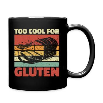 Too Cool For Gluten - Funny Celiac Design - Full Colour Mug - black - Right