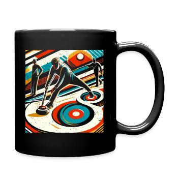 Curling Gift - Retro Vintage Design - Full Colour Mug - black - Right