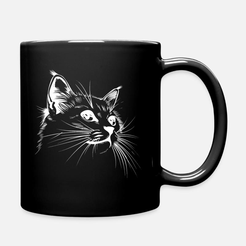 Katze, Katzenmotiv, Katzengesicht - Tasse einfarbig - Schwarz