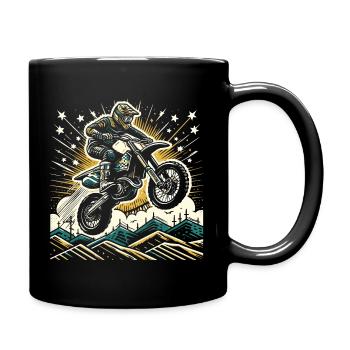 Retro Motocross Gift - Vintage Dirt Bike - Full Colour Mug - black - Right