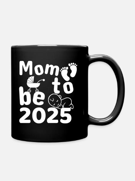 Werdende Mama 2025, Werdende Mom 2025 - Tasse einfarbig - Schwarz
