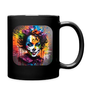 Cool Harlequin Poker Gothic Girl - Full Colour Mug - black - Right