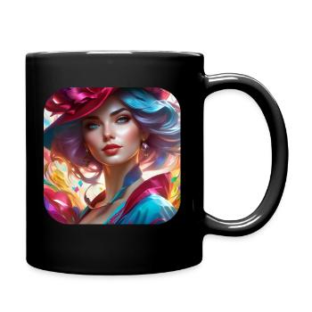 Cooles Steampunk Girl mit Hut - Tasse einfarbig - Schwarz - Rechts