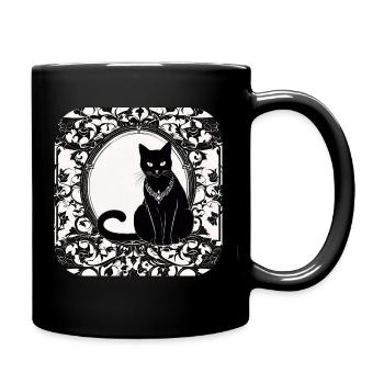 Mystische schwarze Katze - Tasse einfarbig - Schwarz - Rechts