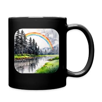 Paysage avec arc-en-ciel - Mug uni - noir - Droite