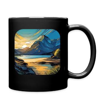 Berge im Sonnenuntergang III - Tasse einfarbig - Schwarz - Rechts