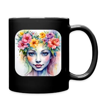 Cute Flower Girl - Full Colour Mug - black - Right