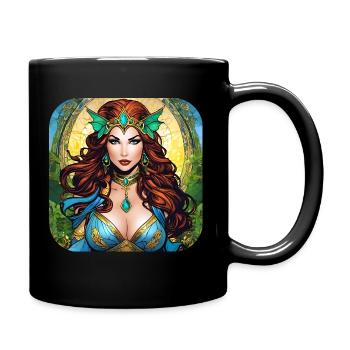 Cool fantasy superheroine - Full Colour Mug - black - Right