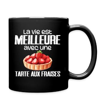 Tarte aux fraises - Mug uni - noir - Droite