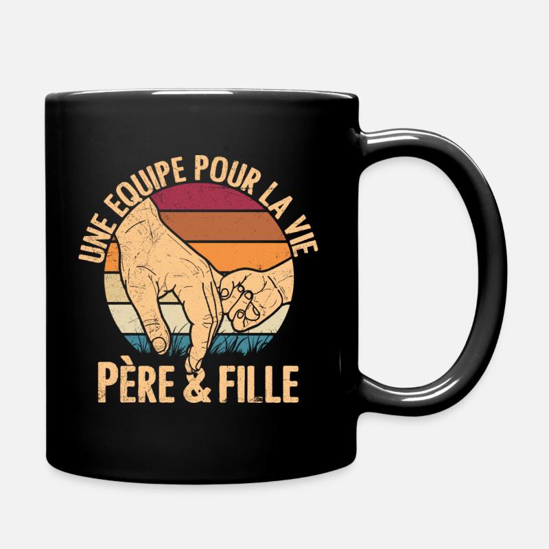 Papa Weihnachtsmann Geschenk Weihnachtsmann und Tochter - Tasse einfarbig - Schwarz