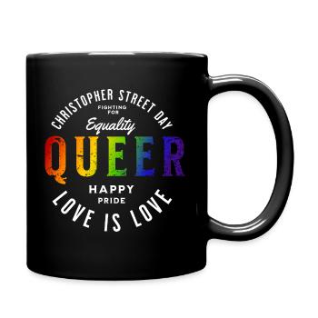 Love is Love, Gay Pride, LGBTQ+ - Full Colour Mug - black - Right